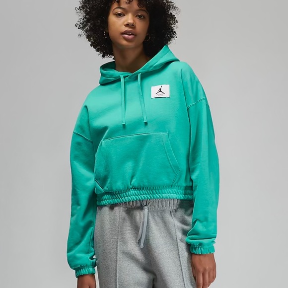 Jordan Essentials Flight hoodie light Teal Womens size S 4-6 M 8-10 - Picture 1 of 8
